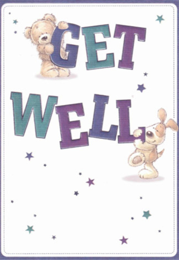 This joyful get well card offers a celebration of gentle encouragement, inspired by the warmth and vibrancy found throughout Clerkenwell's creative streets. At its heart are two charming companions: a huggable bear and a floppy-eared puppy, their soft, textured illustrations radiating lightness and sincerity. Playful indigo and teal stars dance across a pristine white background, echoing the lively flow of Clerkenwell's local flower markets, while the bold, big-lettered 'GET WELL' anchors the scene with a loving sense of reassurance. The confident purples and aquas used in the typography carry the tranquility of a pastel bouquet picked near Leather Lane, lifting the mood with their calming presence. The bear's plush fur and the velvety ears of the puppy almost invite gentle touch, bridging the gap between illustration and reality in the same way that carefully prepared flowers can transform a room with their tactile beauty. Every detail in this card is purposeful: the warmth of the bear's expression, the playful energy of the puppy, even the arrangement of the stars, all working together to scatter good wishes like petals in the wind. Imagining this card enclosed with a bespoke floral arrangement from Flower Delivery Clerkenwell evokes a sense of combined comfort and heartfelt care, perfect for brightening the day of anyone recovering in the neighbourhood, whether they're at home on Bowling Green Lane or convalescing nearby. The light, airy composition and artful storytelling offer a gentle uplift-reminding us of the community's enduring kindness and support.